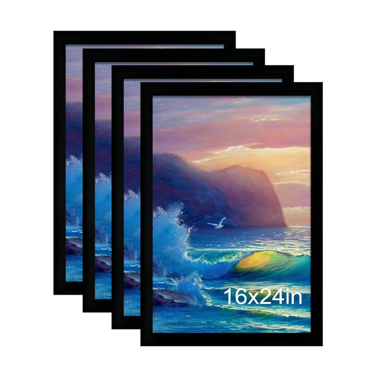 SESEAT 16x24 Picture Frame 4 Pack, Wall Hanging Poster Frames, Black