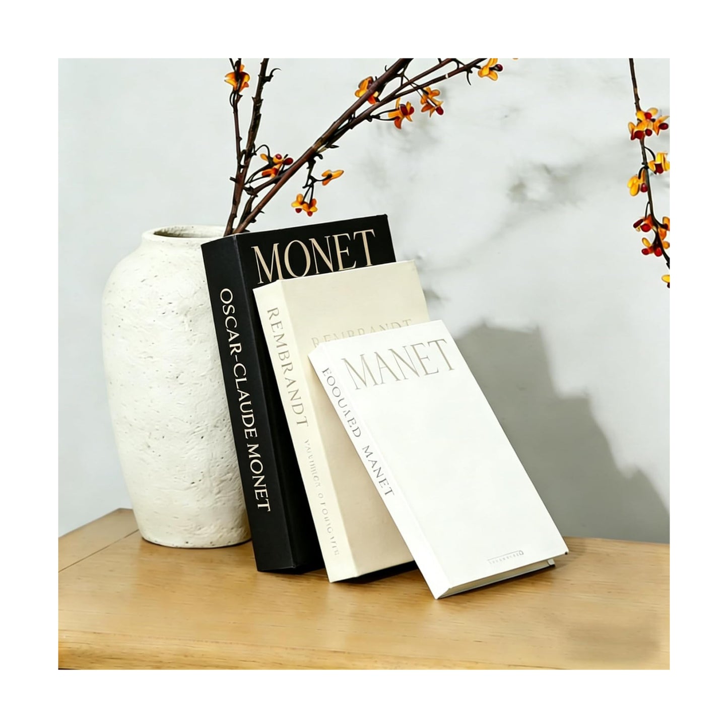 Faux Books / Linen Coffee Table Books for Decoration / Black-beige-white / Set of 3