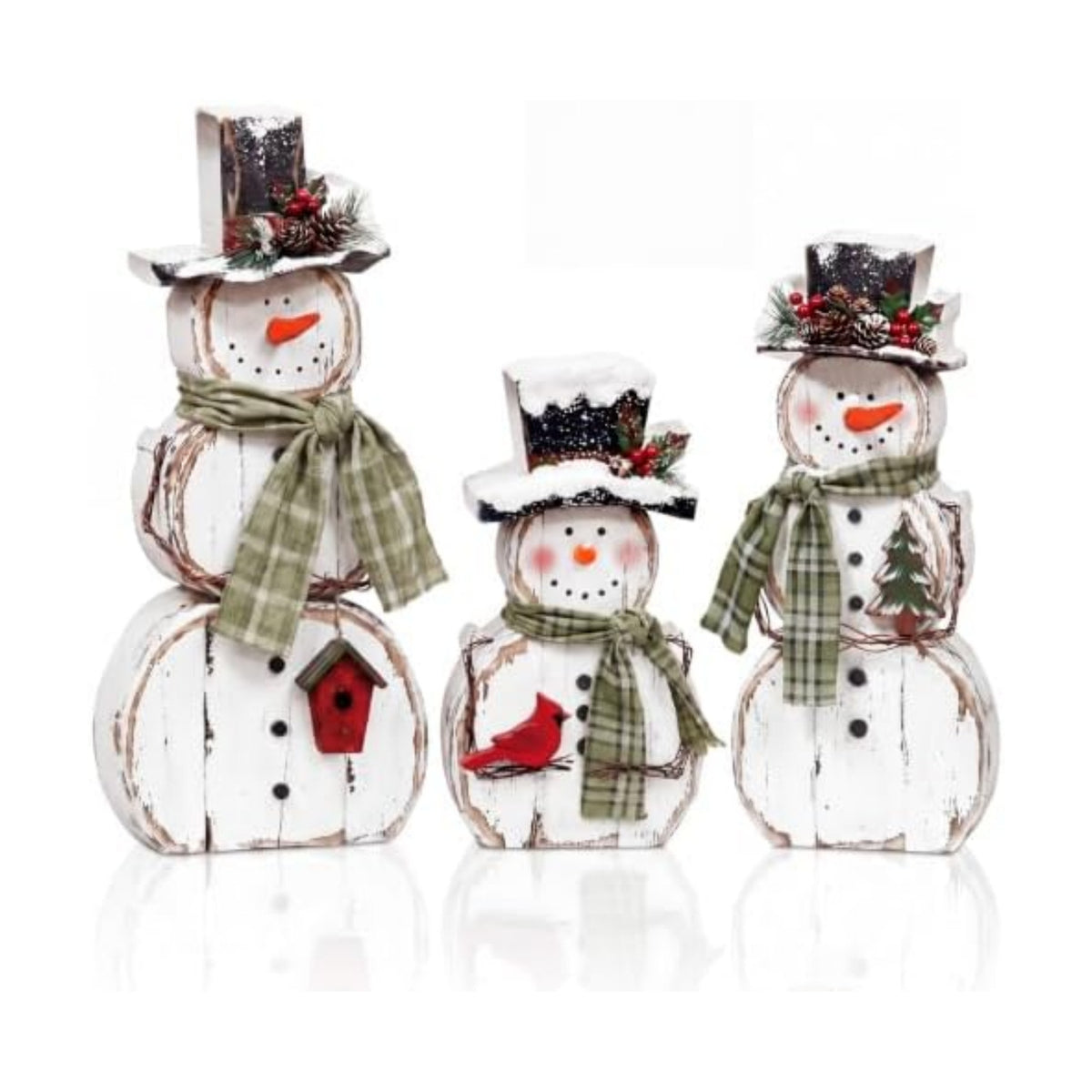 Barydat 3 Pcs Snowman Christmas Decoration Rustic Wooden Indoor Decor