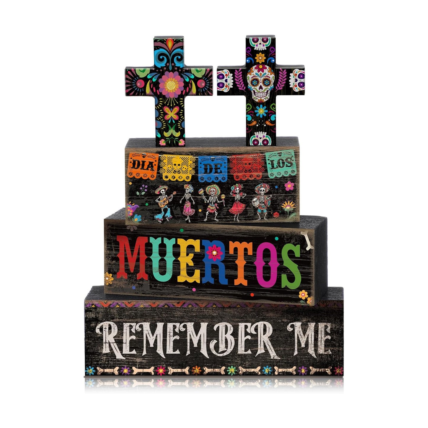 Moucuny 4 Pcs Day of the Dead Table Decor Dia De Los Muertos Decoration
