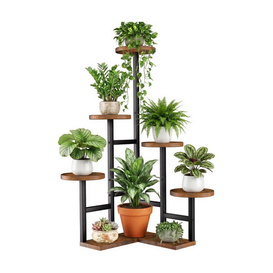 6 Tiered Plant Stand Indoor | Corner Plant Stands for Indoor Plantss Multiple, Metal Wood Plant Flower Shelf Rack for
