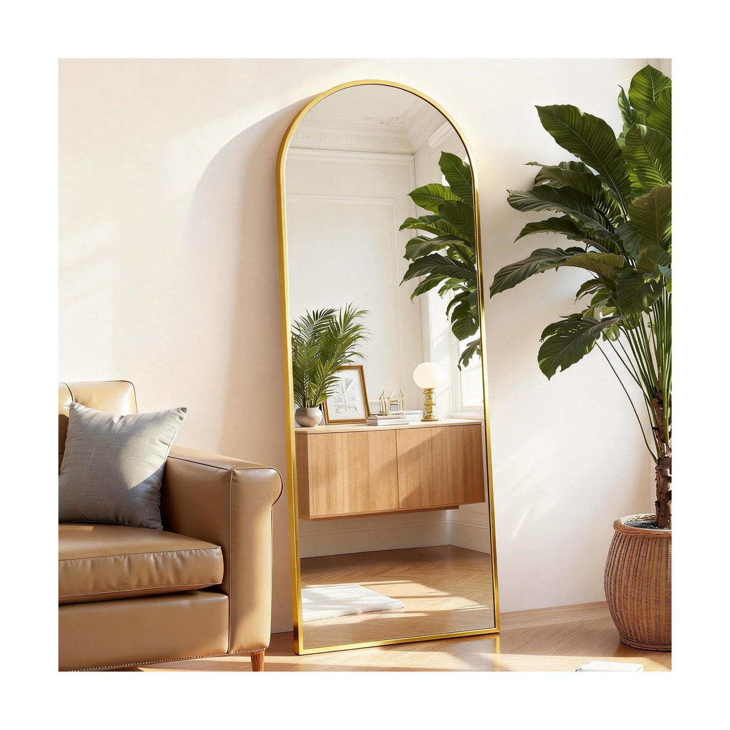 Arched Full Length Floor Mirror, 15.75"x59" Body Wall Mirror Stand