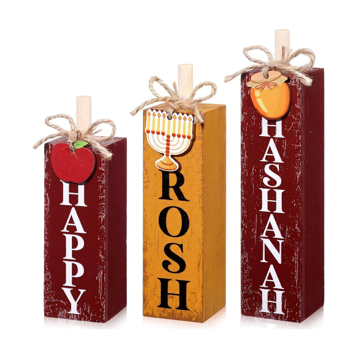 Redbaker 3 Pcs Happy Rosh Hashanah Table Decoration, Jewish New Year Decor
