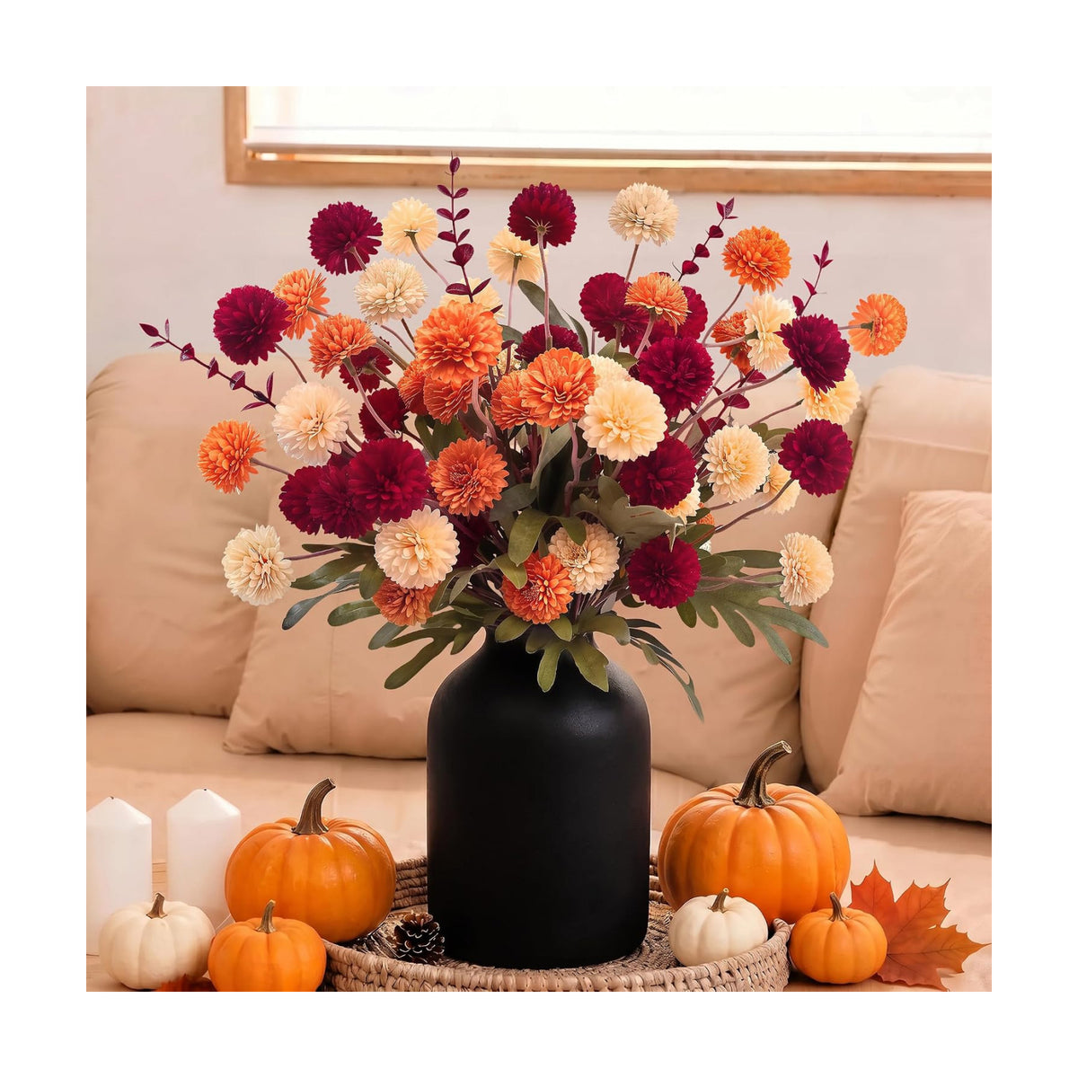 16Pcs Fall Flowers Artificial for Decorations Fake Mums Fall Decor for Home