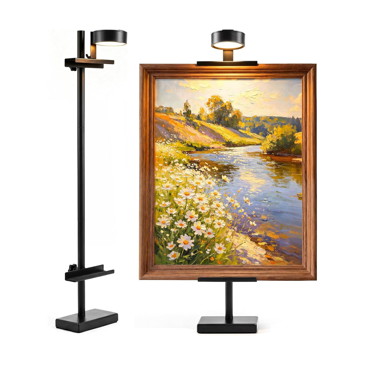 Adjustable Tabletop Easel Stand with Picture Frame Light, Black | Picture Easels for Display Up to 29" H, Picture Frame