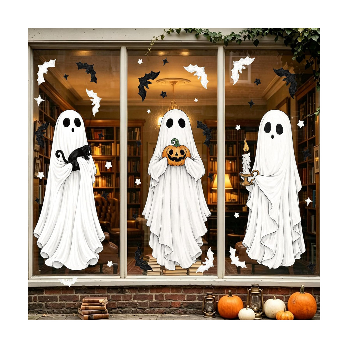 DIYASY Large Halloween Ghost Window Clings, Double-Sided Window Stickers
