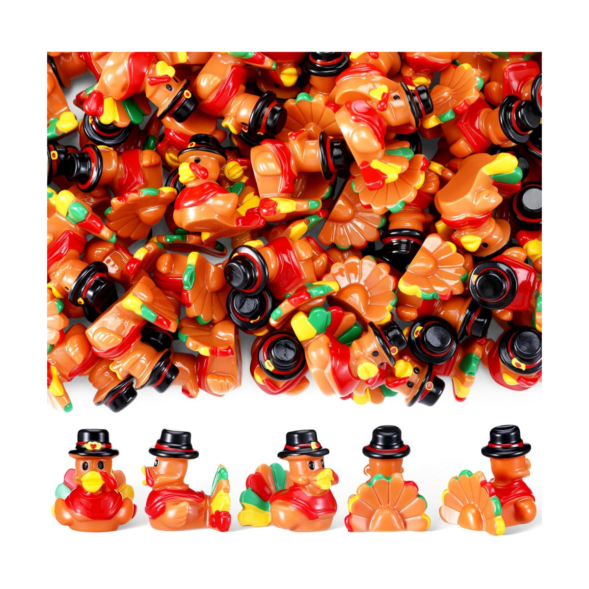 Suzile 150 Pcs Thanksgiving Turkey Ducks Mini Resin Figurines, Fall Decor
