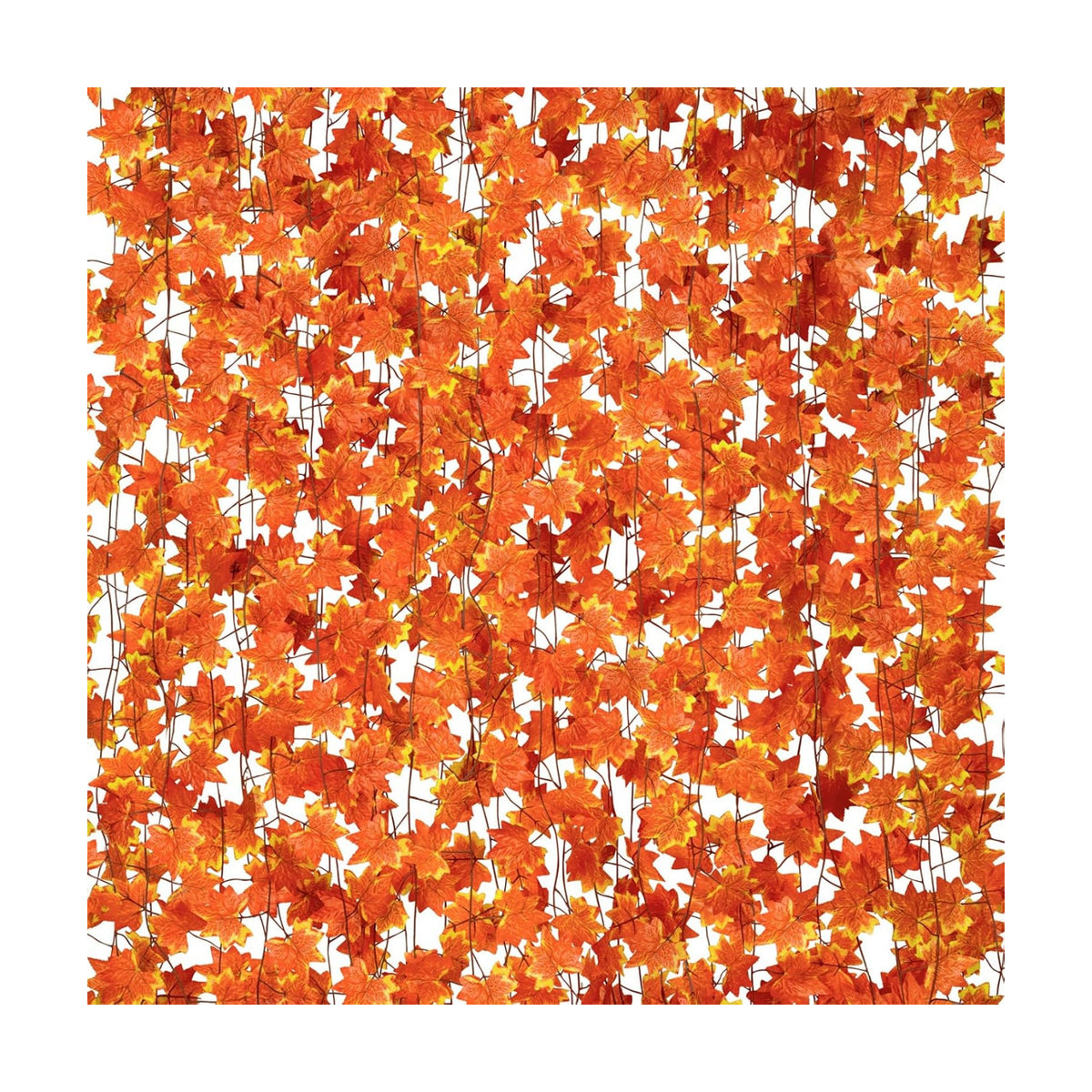 CQURE 48 Pack Fall Leaf Garland, Total 336Ft Artificial Fall Maple Leaves Autumn Vines Garland Thanksgiving Decor for Home Fireplace Party