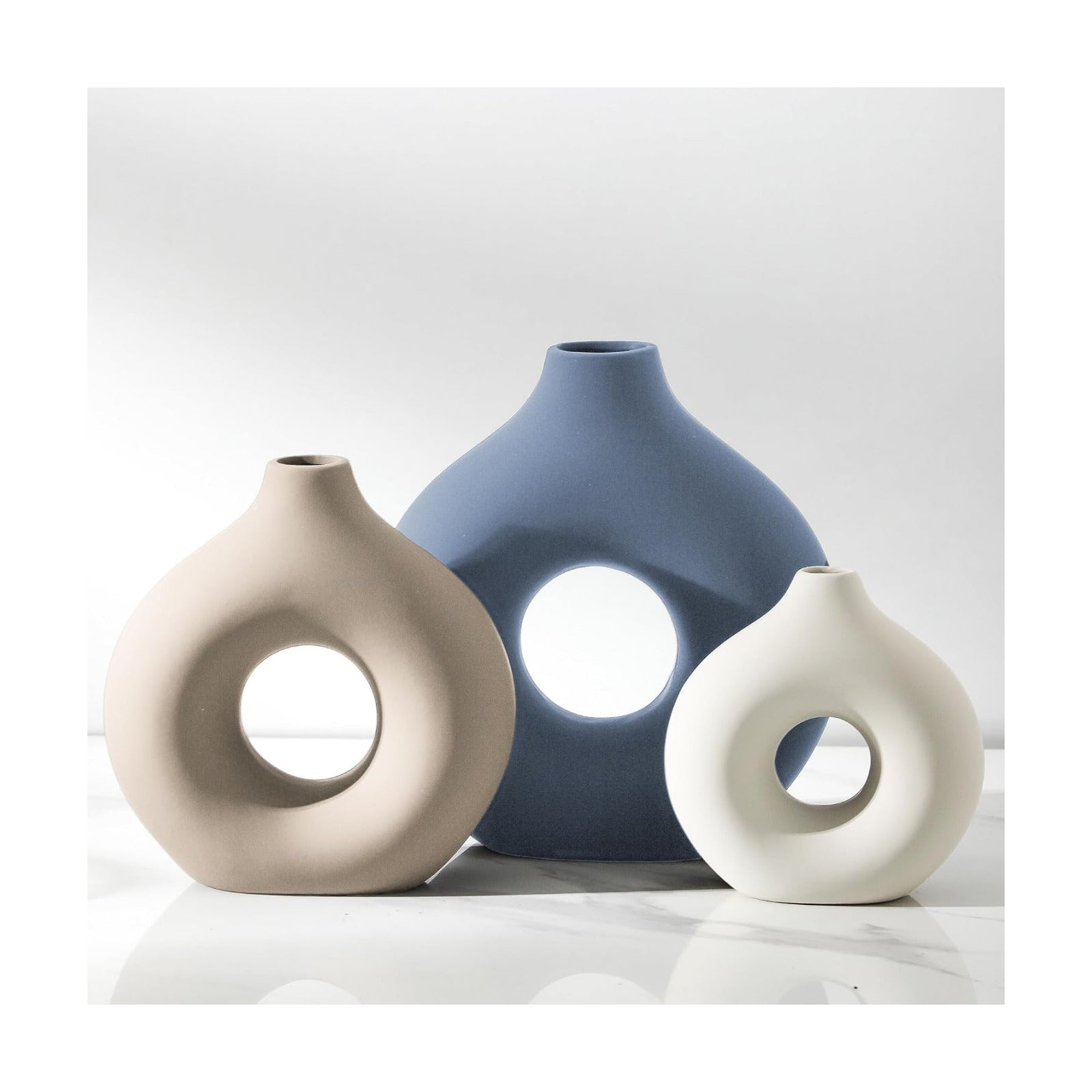 Ceramic Vase Home Table Decor / Blue / Set of 3