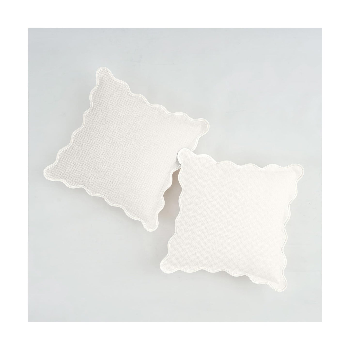 Scalloped Pillow Covers / Beige / 18 x 18 / Set of 2