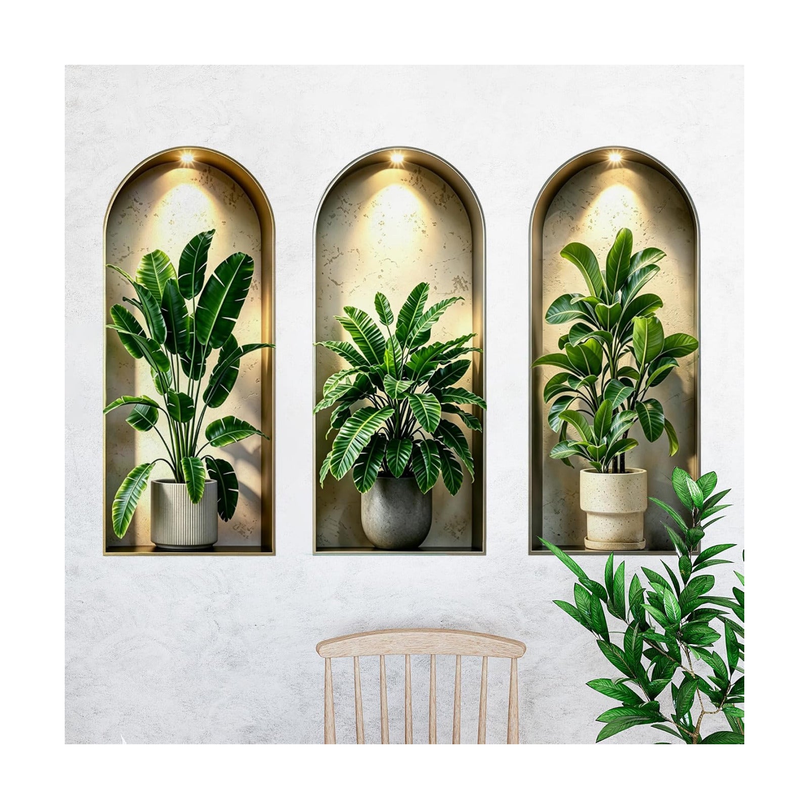 3D Magic Wall Art Mural Sticker / 3d Potted Plants Wall Decals / Green