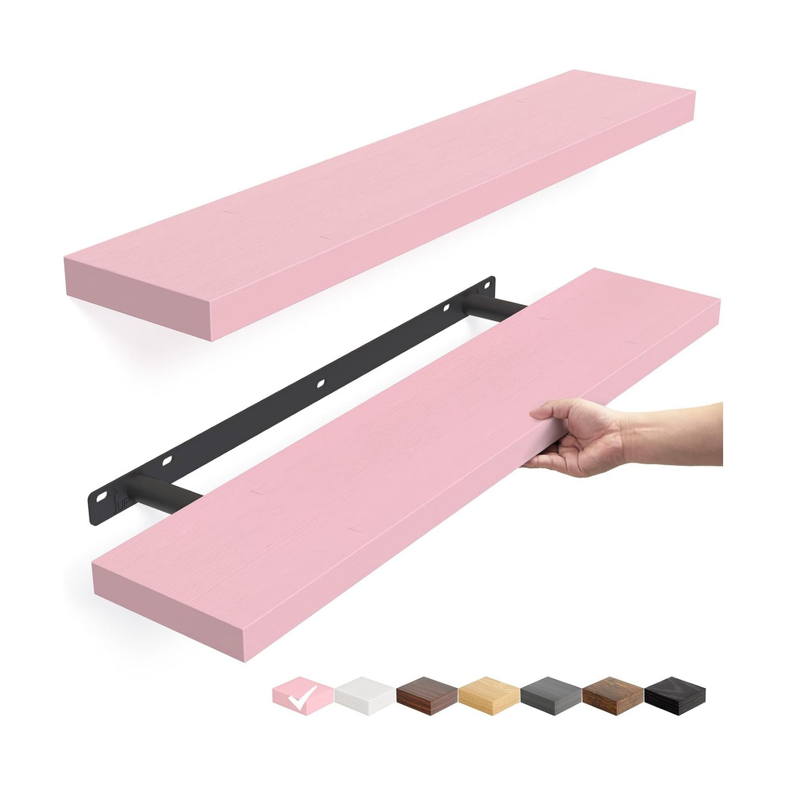 BAYKA Pink Floating Shelves 22.5in, Set of 2, Wall Mounted for Wall Decor