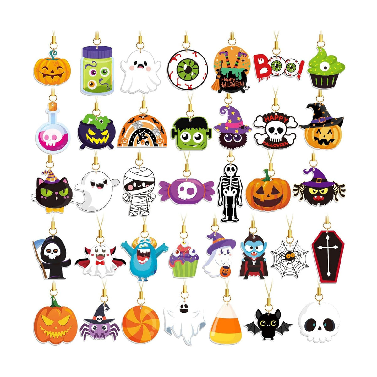 36Pcs Halloween Tree Ornaments Double Sided Acrylic Hanging Decor