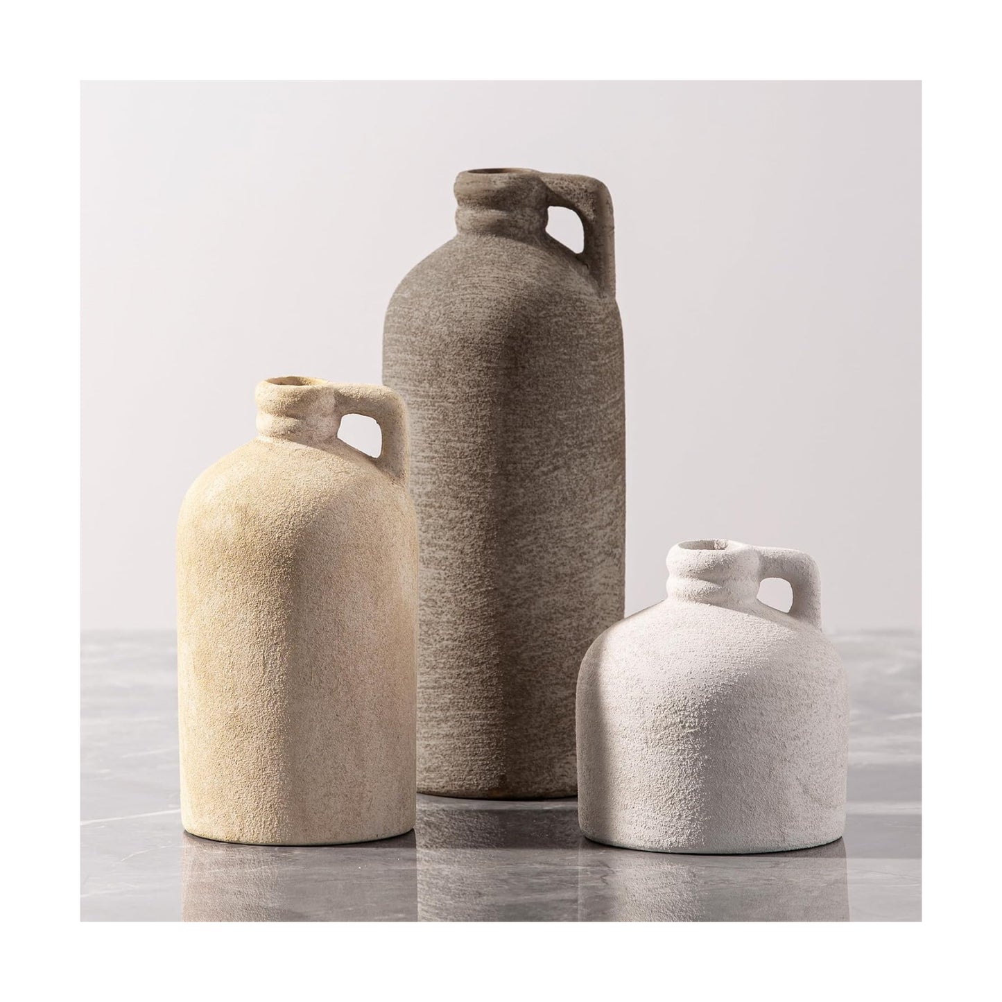 Ceramic Vase Home Table Decor - Flower Vase Set of 3 Living Room Kitchen Decorations Farmhouse Modern Rustic Vases