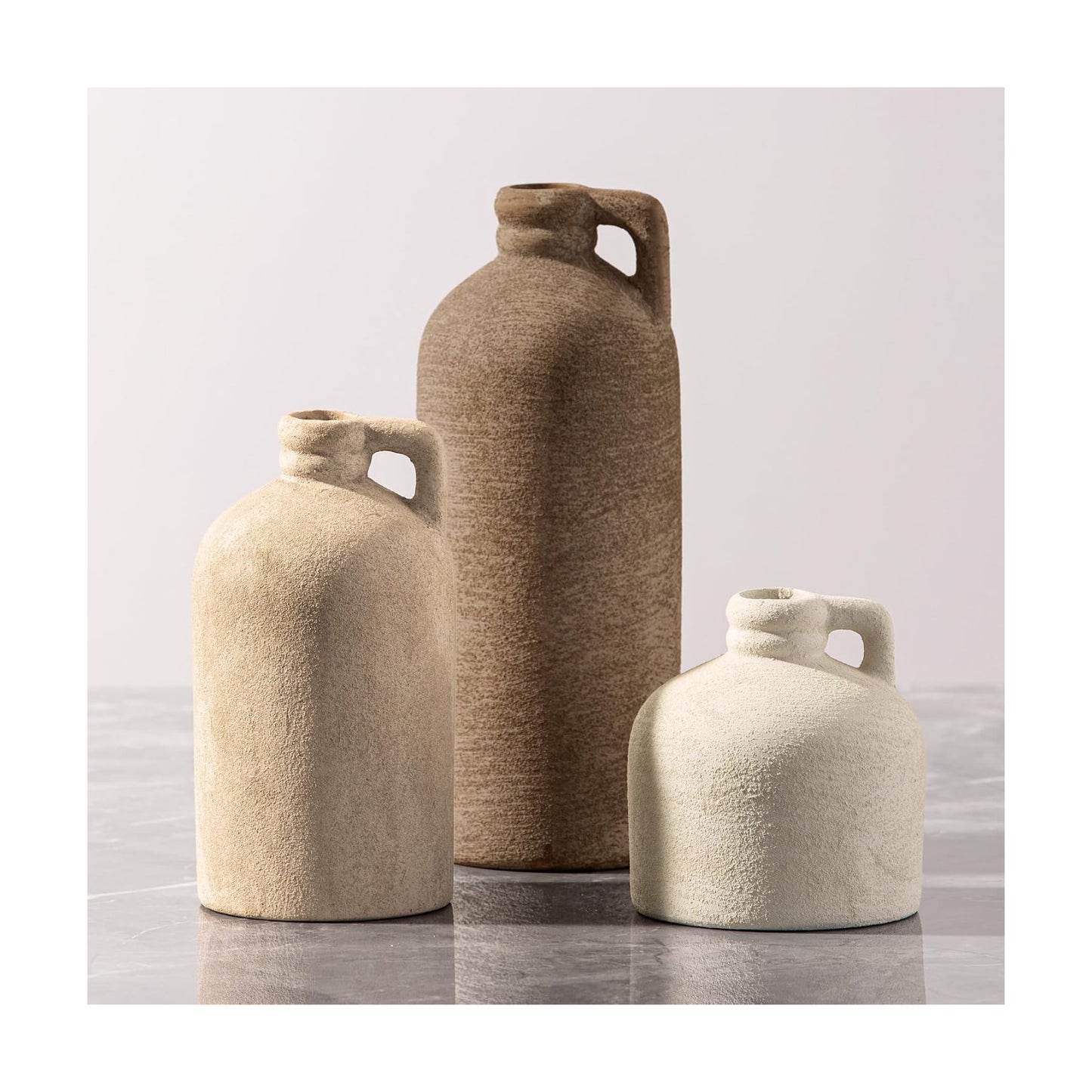 Ceramic Vase Home Table Decor - Flower Vase Set of 3 Living Room Kitchen Decorations Farmhouse Modern Rustic Vases