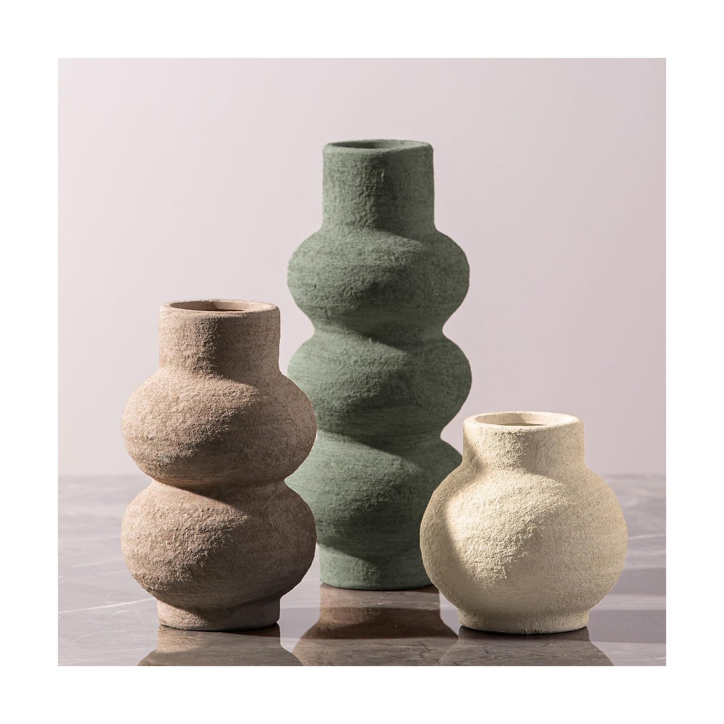 Ceramic Vase Home Table Decor - Flower Vase Set of 3 Living Room Kitchen Decorations Farmhouse Modern Rustic Vases
