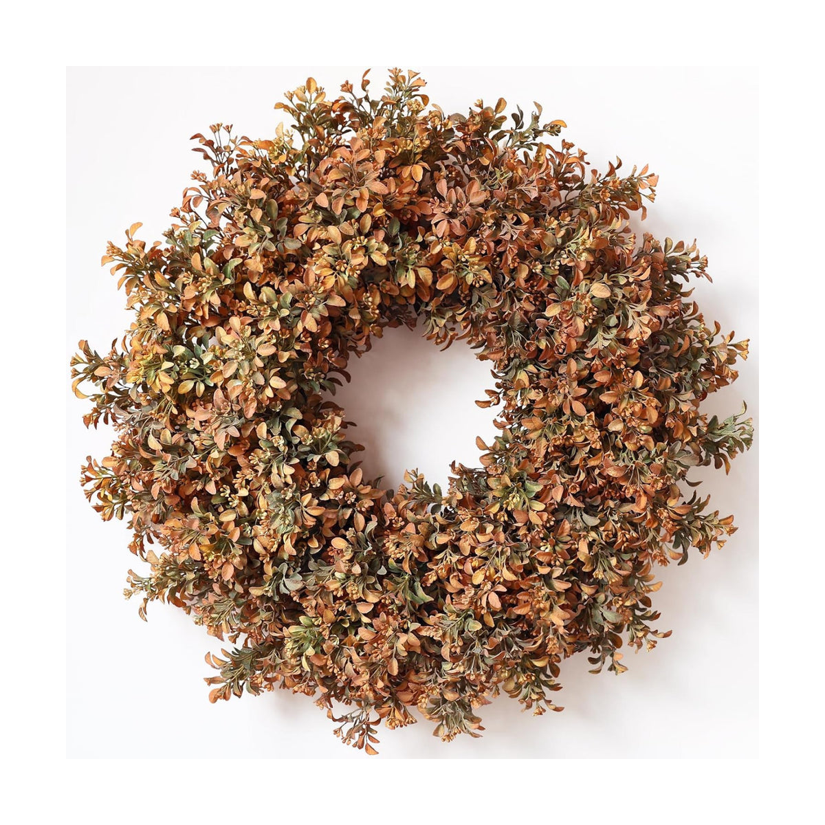 26" Artificial Fall Boxwood Wreath for Front Door Decoration(Autumn Orange)