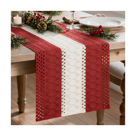 Artoid Mode Rose Red Farmhouse Woven Table Runner 12x90 Inch