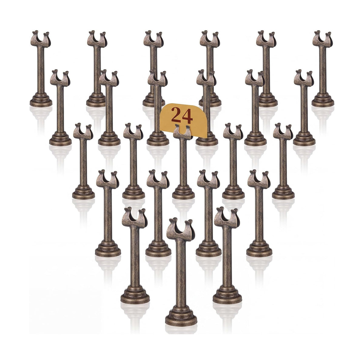 24 Pcs Bronze Metal Table Number Holders 3.15 Inch Wedding Place Card Holders Bulk Harp Clip Table Sign Stands Card