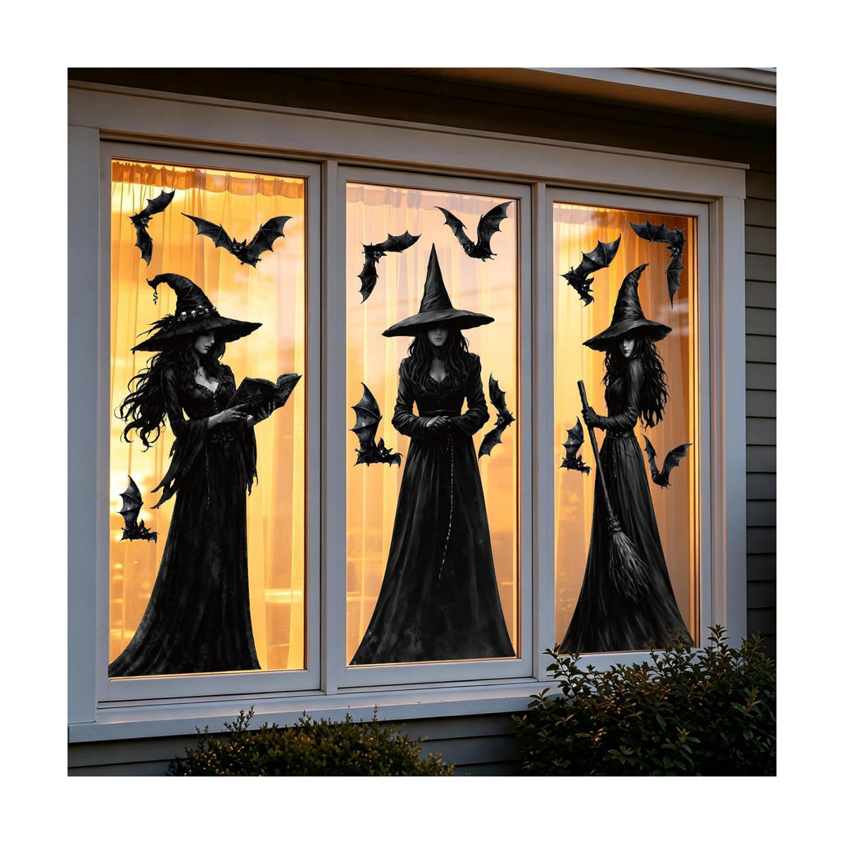 STEFORD Halloween Large Witch Window Clings, 3 Pcs