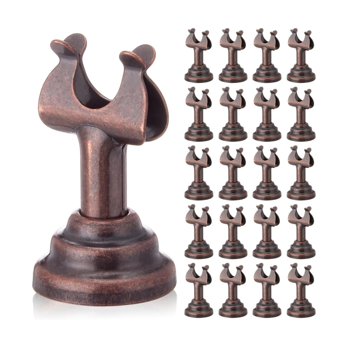24 Pcs Red Bronze Table Number Holders Metal 1.8 in Card Holder | Harp Clip Place Cards Stands for Wedding Restaurant