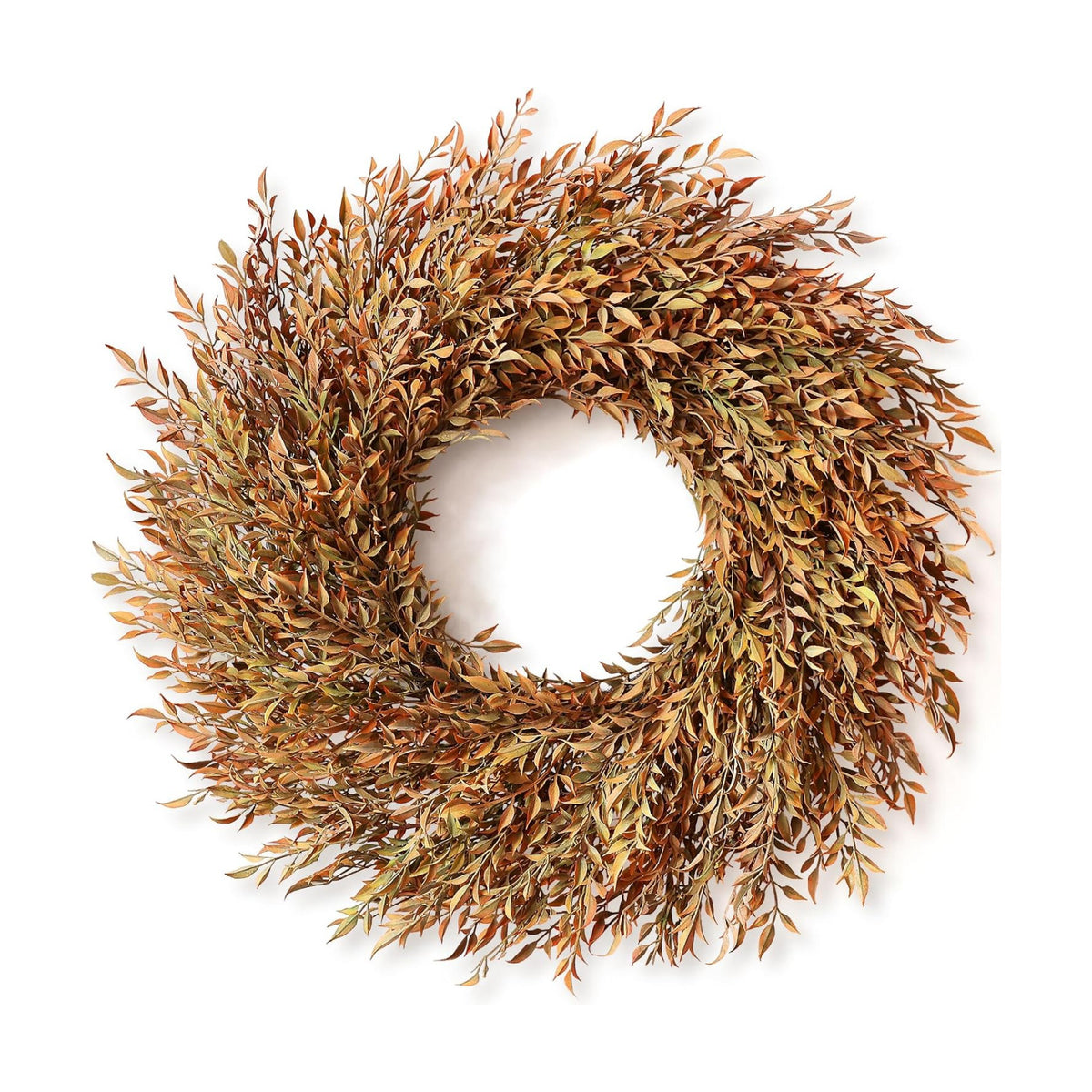 26" Artificial Fall Nandina Wreath for Front Door Decoration (Orange-Green)