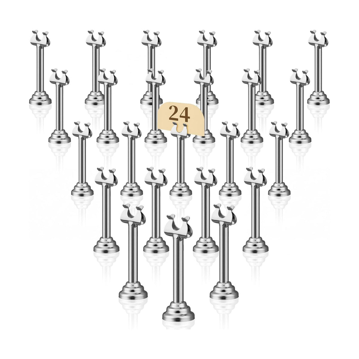 24 Pcs Silver Metal Table Number Holders 3.15 Inch Wedding Place Card Holders Bulk Harp Clip Table Sign Stands Card