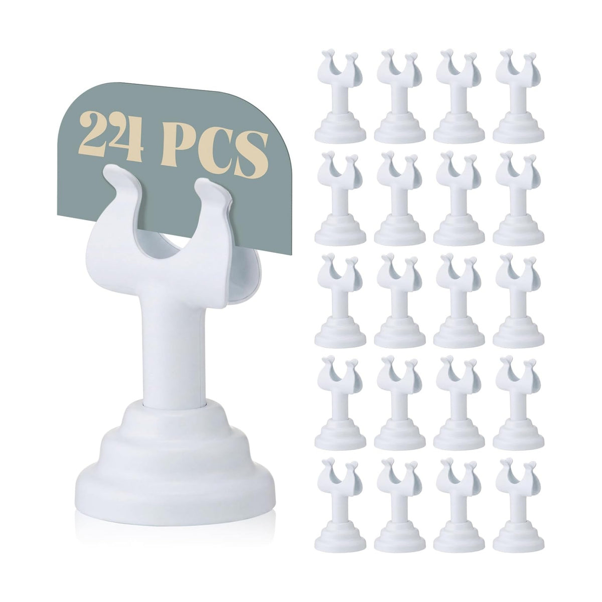 24 Pcs White Table Number Holders Metal 1.8 in Place Card Holder | Harp Clip Place Cards Stands for Wedding Restaurant
