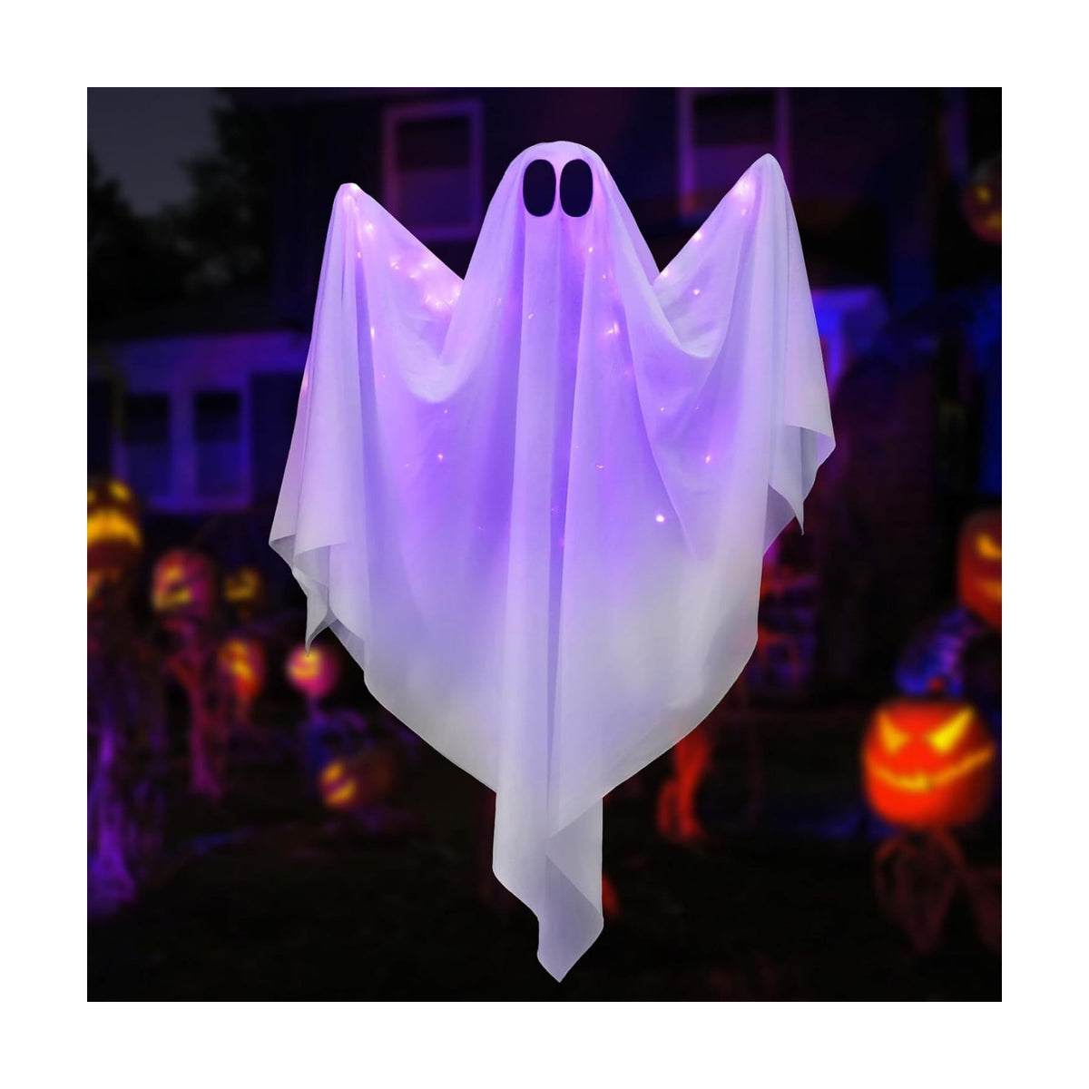Brightown Halloween Hanging Light up Ghost Decoration, Purple