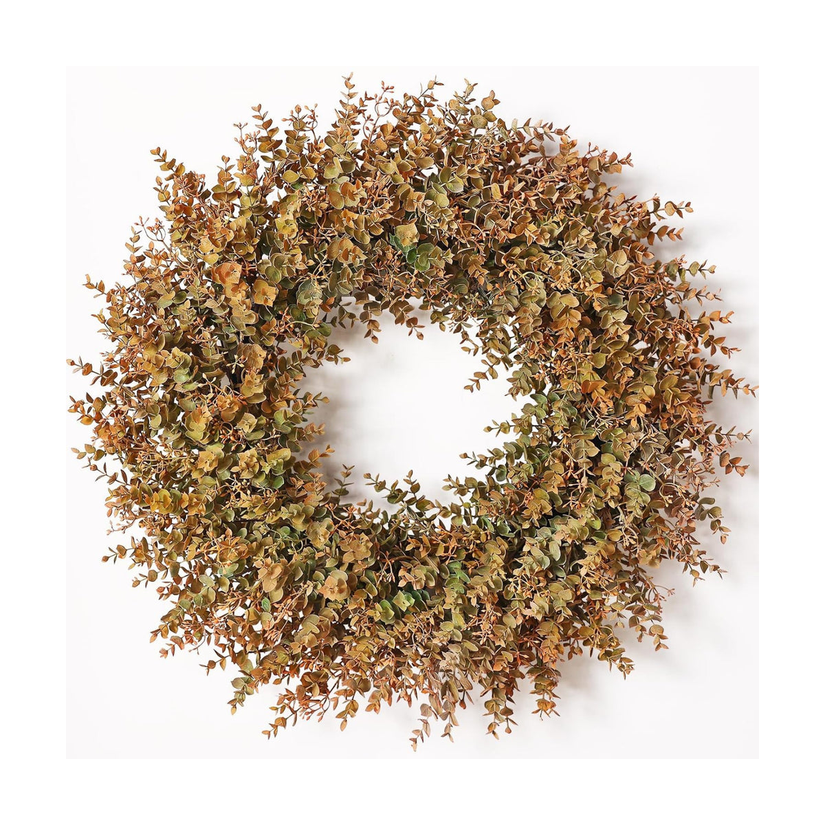 32"Artificial Eucalyptus Wreath with Seed for Front Door Decor(Fall Orange)
