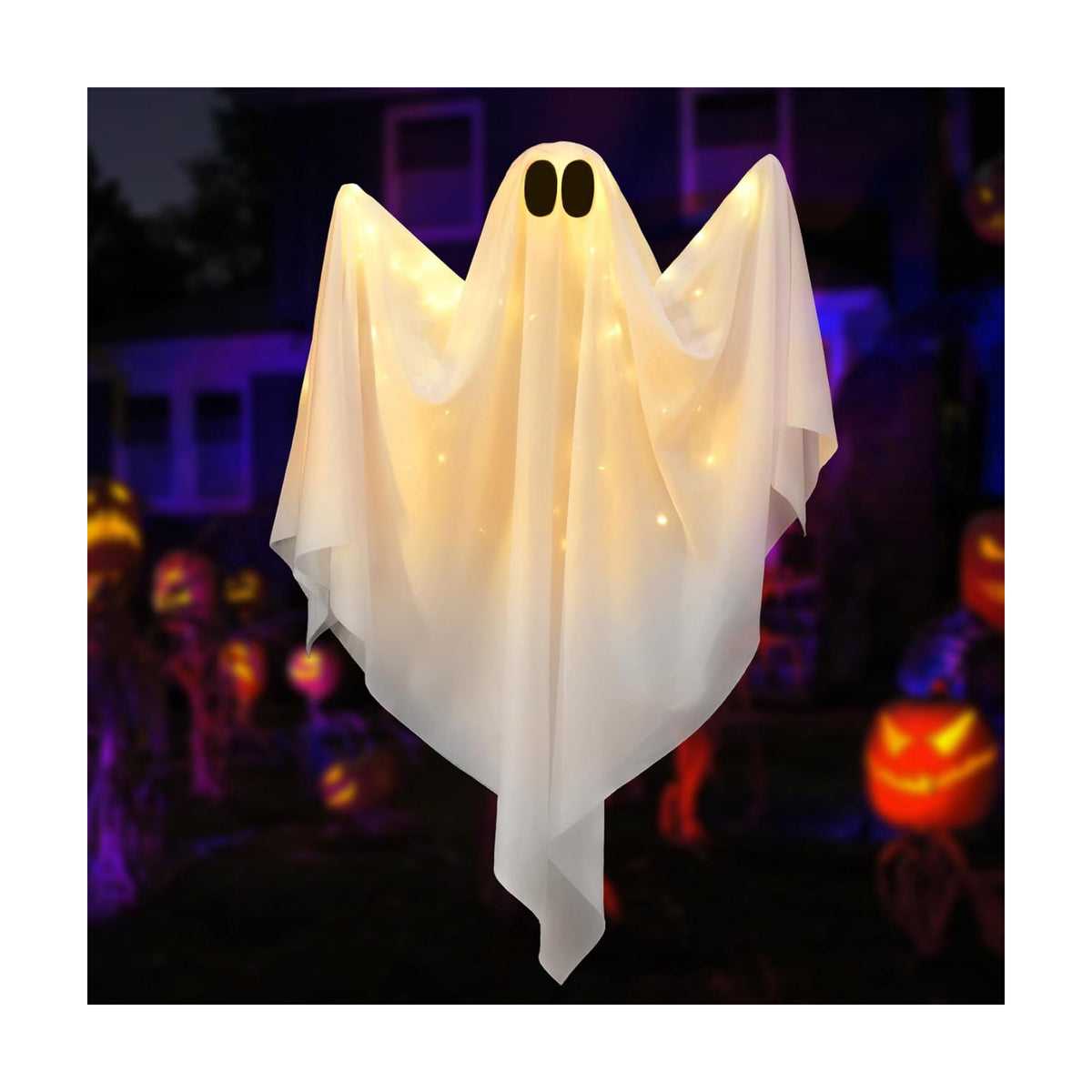 Brightown Halloween Hanging Light up Ghost Decoration, Warm White