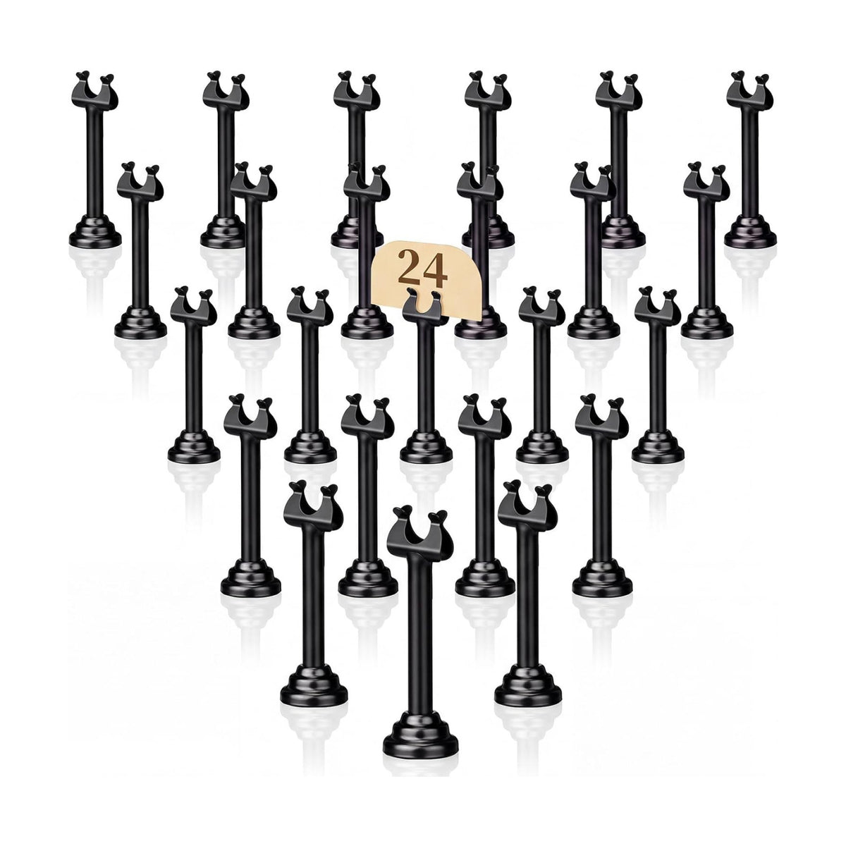 24 Pcs Black Metal Table Number Holders 3.15 Inch Wedding Place Card Holders Bulk Harp Clip Table Sign Stands Card