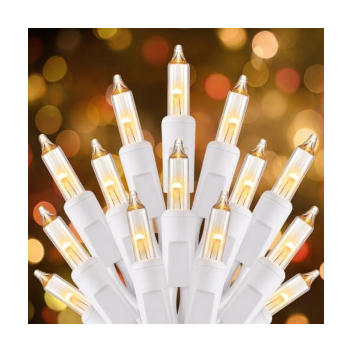Minetom Warm White Christmas String Lights 100 Count 20 Feet, White Wire