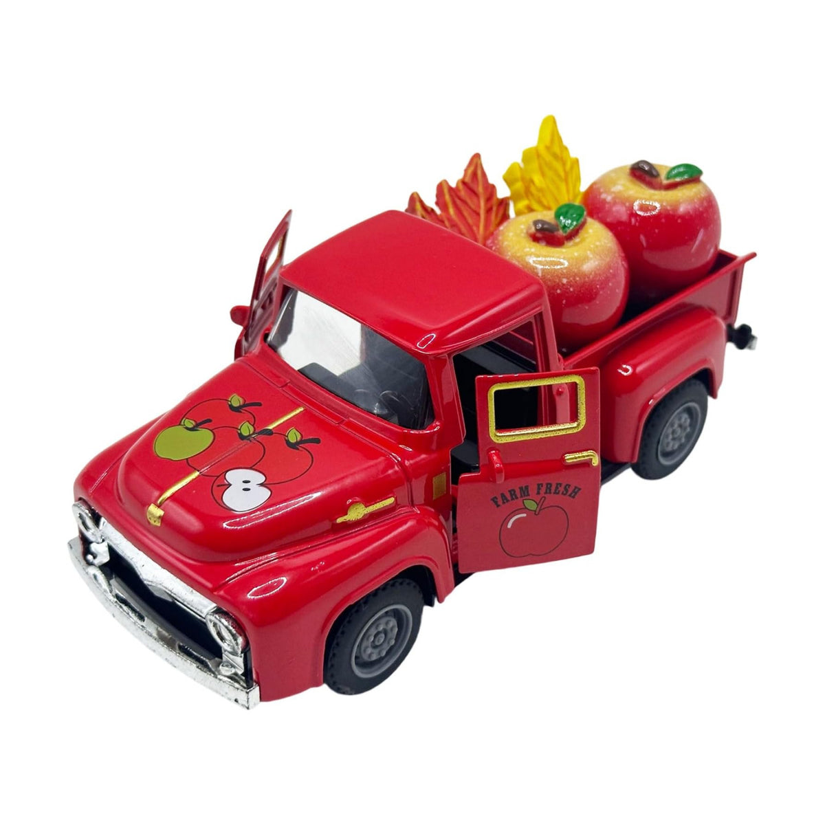 Fall Apple Decor Truck - Apple Decorations - Apple Decorations for Home and Maple Leaves, Farmhouse Autumn Harvest Tabletop Decoration for Thanksgiving Mantel Shelf Tiered Tray Centerpiece