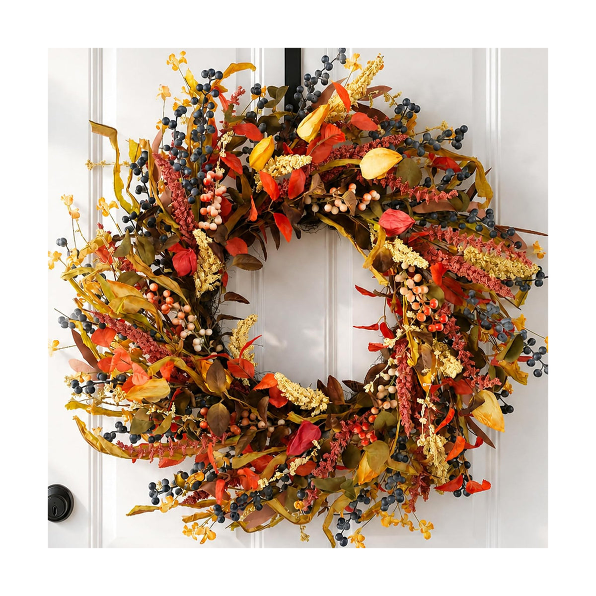 26" Fall Wreaths for Front Door: Berry Autumn Wreaths with Hanger