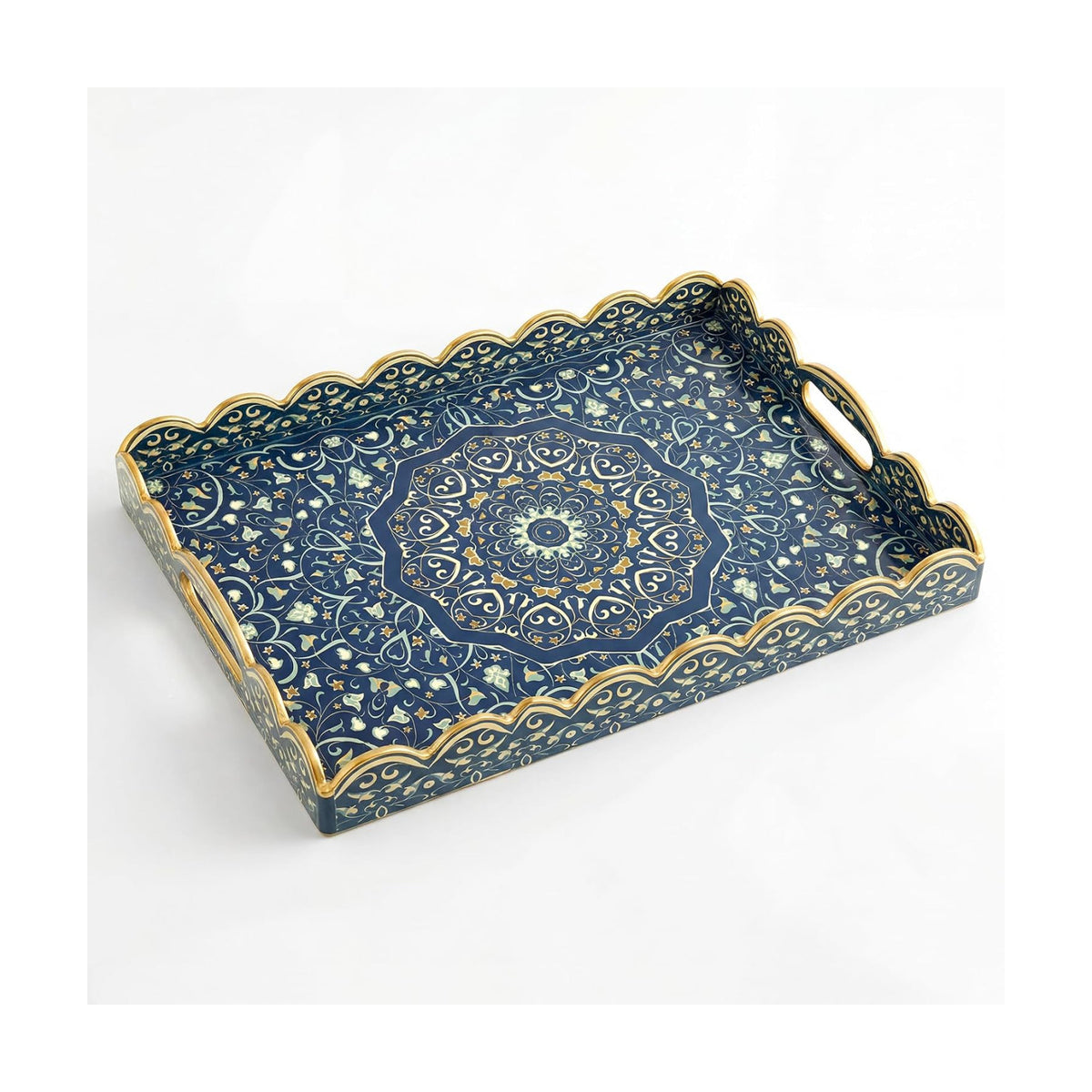 AGIOTA Coffee Table Trays for Living Room Serving Tray with Handles, Modern Large Tray for Ottoman Coffee Table