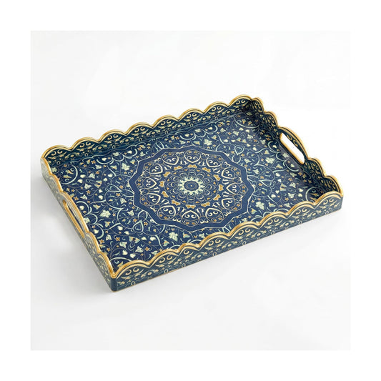AGIOTA Coffee Table Trays for Living Room Serving Tray with Handles, Modern Large Tray for Ottoman Coffee Table