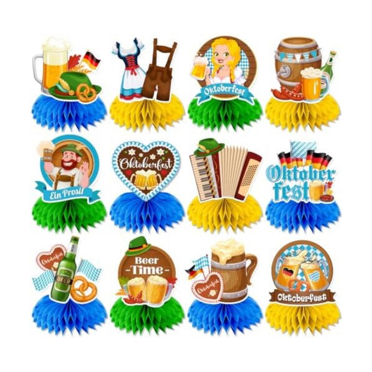 Oktoberfest Table Decorations Centerpieces,Oktoberfest Decorations Party include 12Pcs Bavarian Blue Oktoberfest Centerpiece Beer Theme Party German Decorations for Bavarian Munich Festival