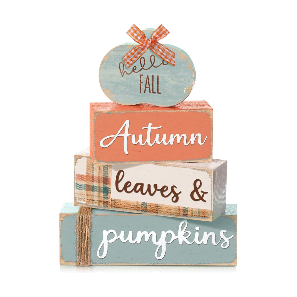 Colingmill 4 Pcs Fall Pumpkin Table Decoration Wooden Pumpkin Centerpiece