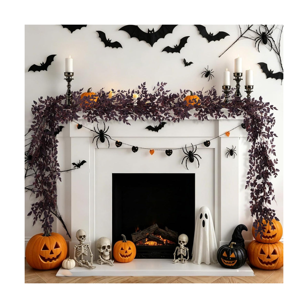 2 Pack 9 Ft Fall Garlands, Plum Cimicifuga Seeded Halloween Decor