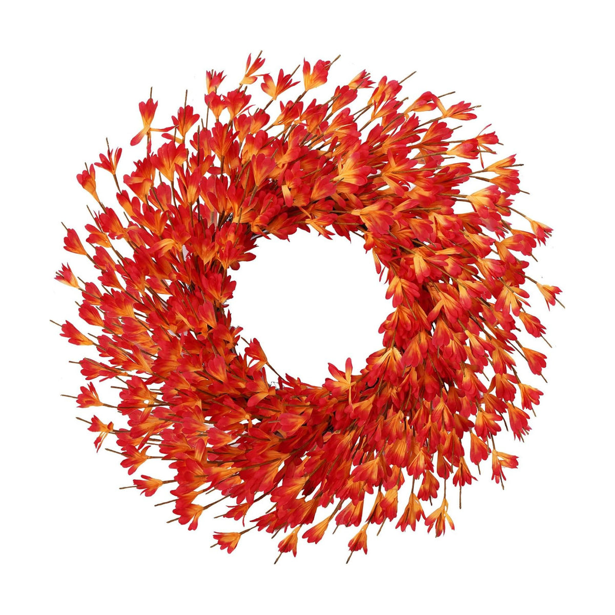 26 Inch Fall Wreath for Front Door, Autumn Thanksgiving Decor (Orange)