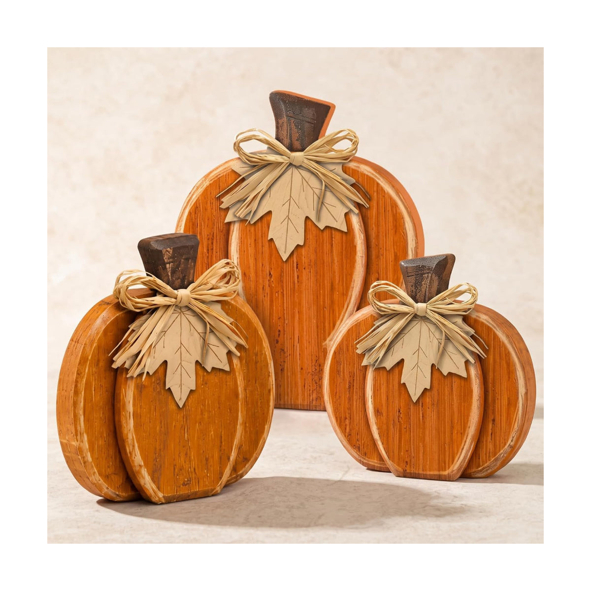 Cinnvoice 3 Pcs 7.3" 9" Fall Pumpkin Decorations Stacked Fall Wooden Signs