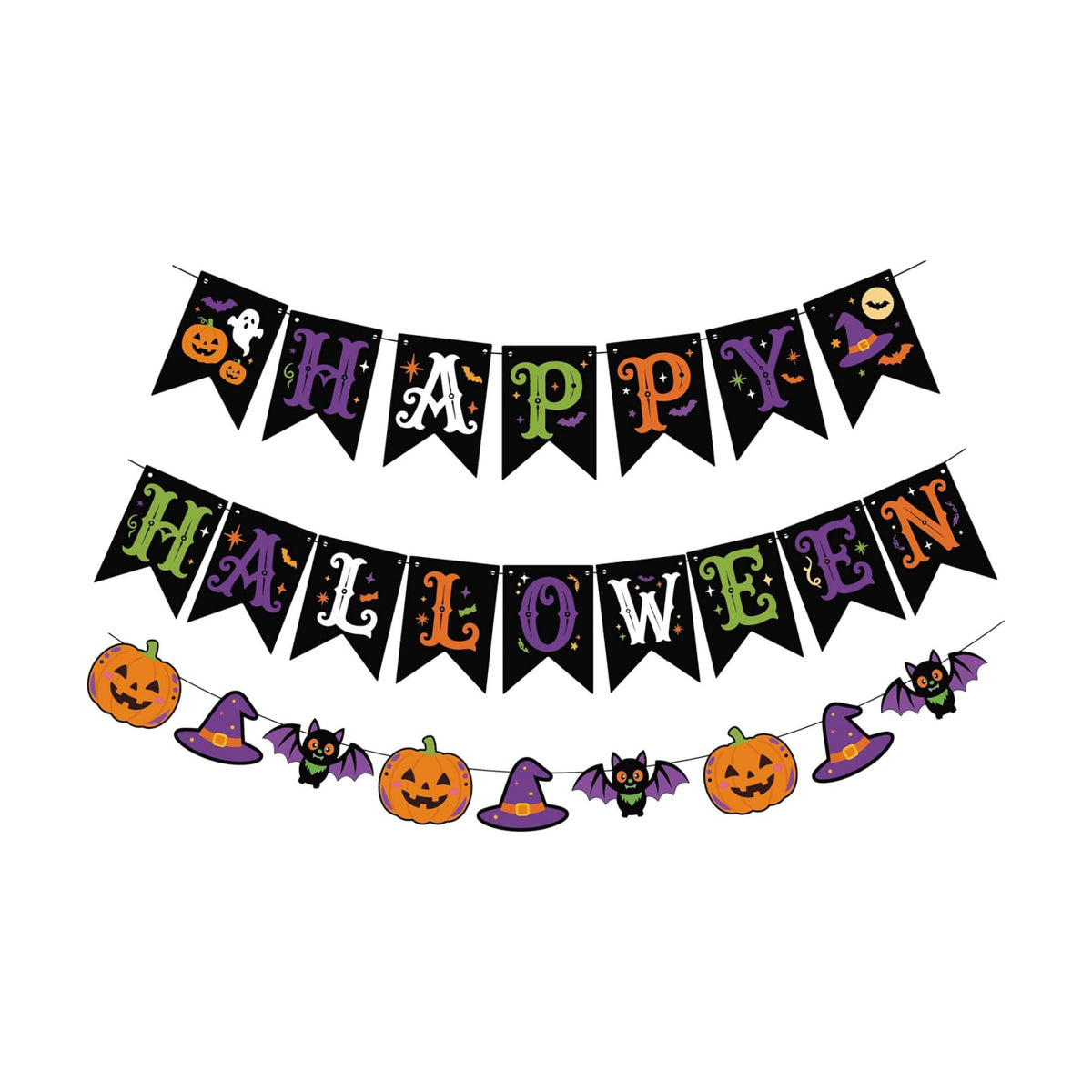 Halloween Banner Spooky Horror Bunting Garland Party Decorations for Indoor Fireplace Mantle Wall Home Decor