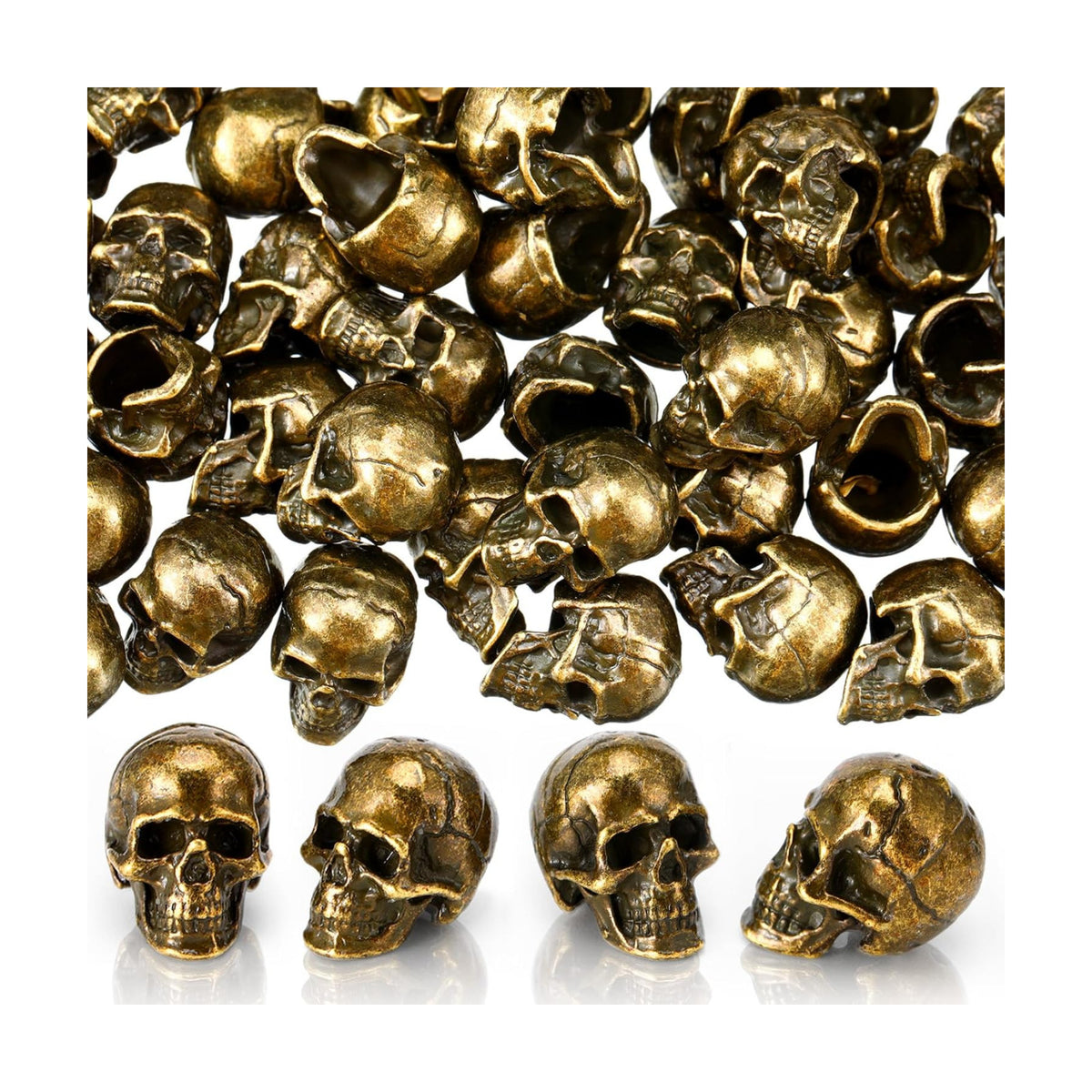 Civaner 50 Pcs Halloween Mini Brass Figurine Miniature, Skull