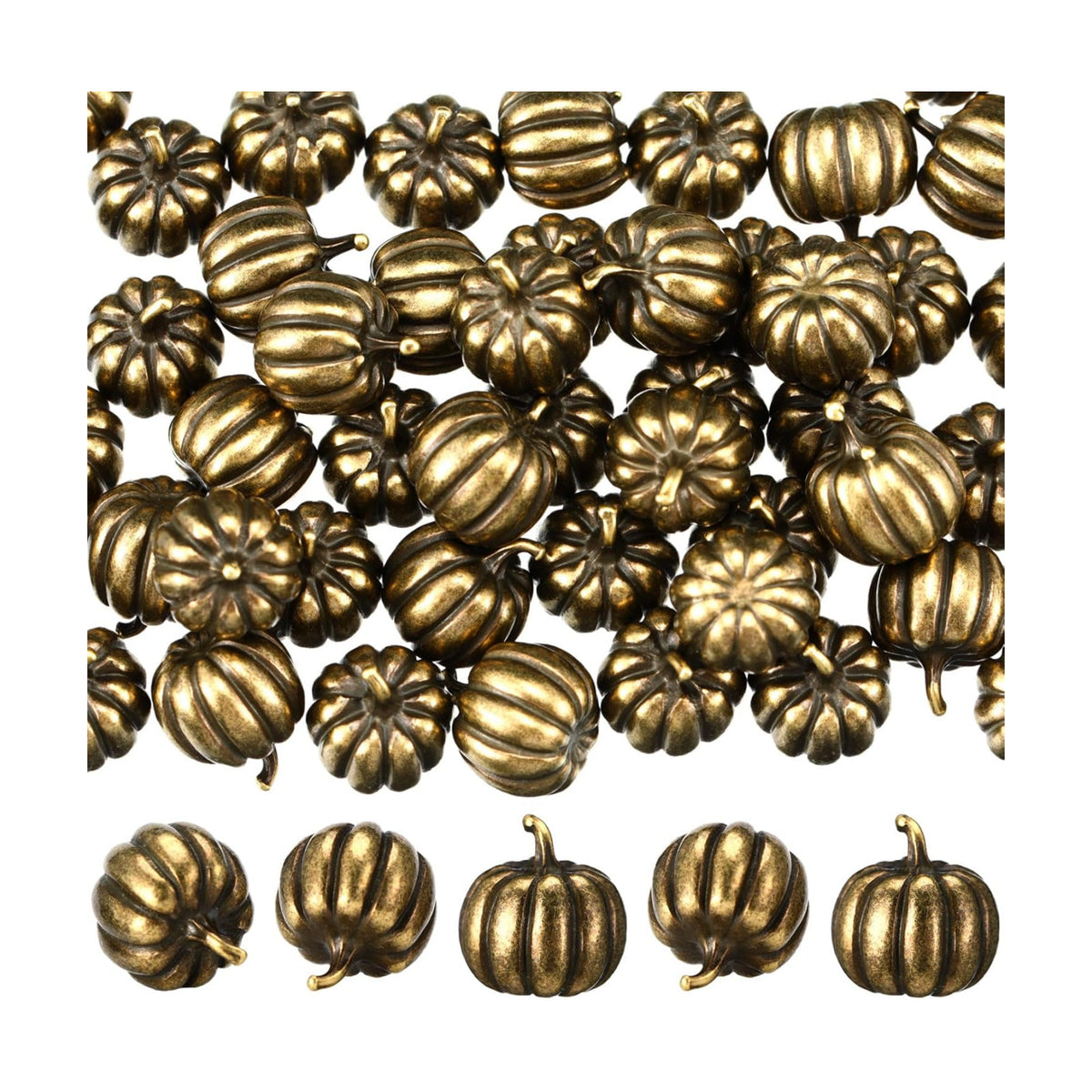 Civaner 50 Pcs Halloween Mini Brass Figurine Miniature, Pumpkin