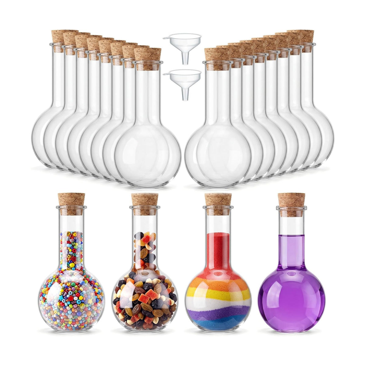 Baderke 20 Sets 3 oz Plastic Potion Bottles with Cork Ball Shaped