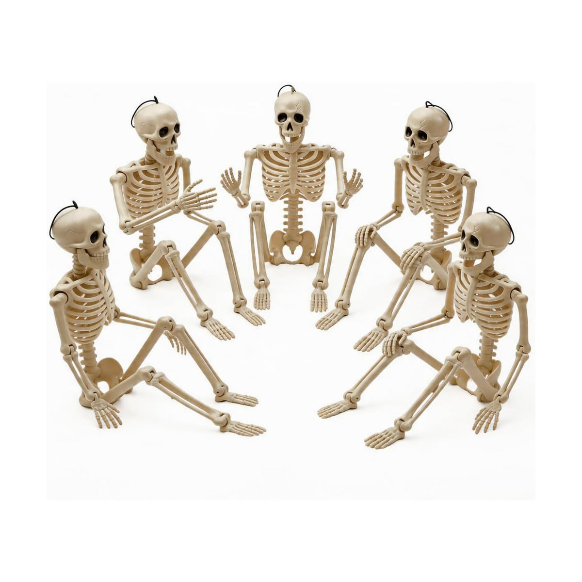 Anditoy 5 Pack 16" Full Body Halloween Skeletons Decorations Movable Joints Posable Hanging Skeleton for Indoor Outdoor Yard Halloween Decor Party Supplies