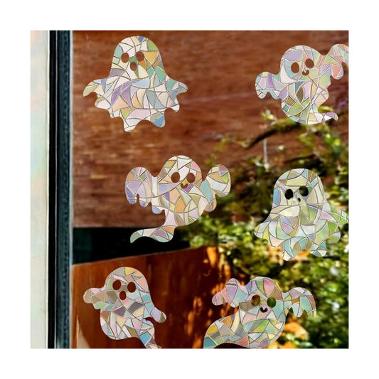 1 Sheet Halloween Window Clings Little Suncatcher Rainbow Window Stickers Cute Ghost Glass Decals Static Electrostatic Halloween Glass Window Stickers for Party Holiday School Home Office Decor