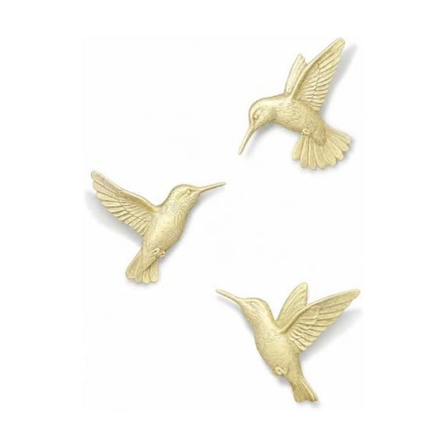 GUSFREUD 3D Hummingbird Wall Decor Set - Gold Resin Bird Wall Decor for Living Room, Bedroom and Gallery Walls