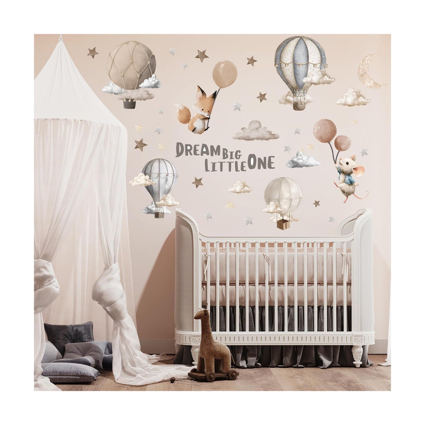 Dreamy Hot Air Balloon and Star Wall Decals / Dream Big Little One